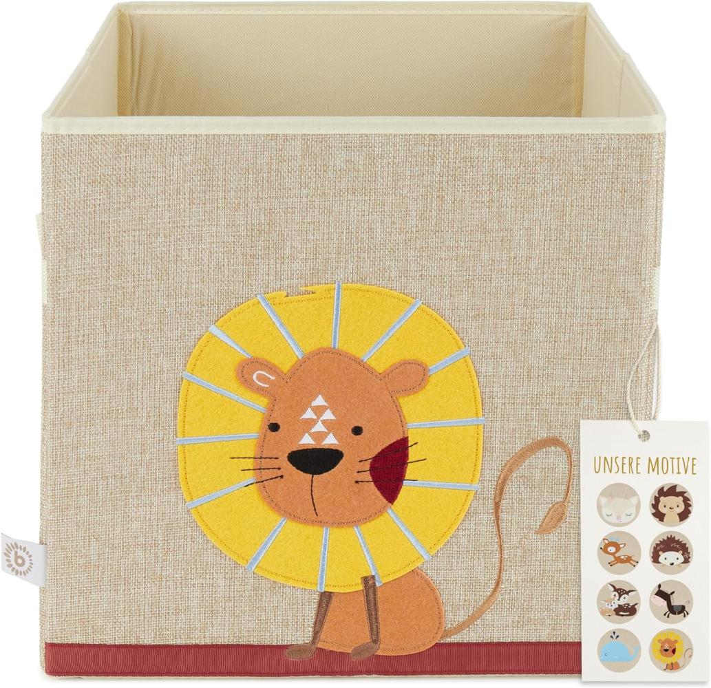 Praktische Spielzeugbox fürs Kinderzimmer, Löwe, natur, 33 x 33 x 33 cm, von Bieco Bild 1