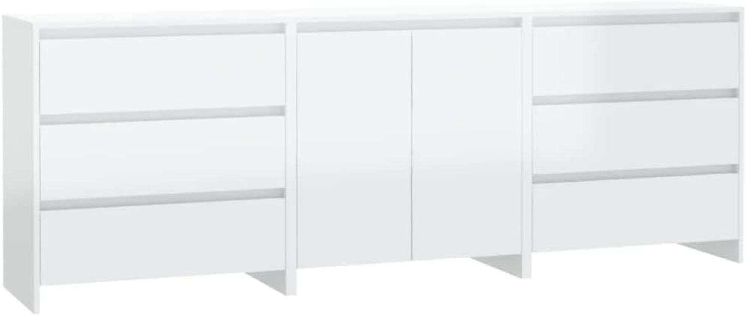 vidaXL 3-tlg. Sideboard Hochglanz-Weiß Holzwerkstoff [3098069] Bild 1