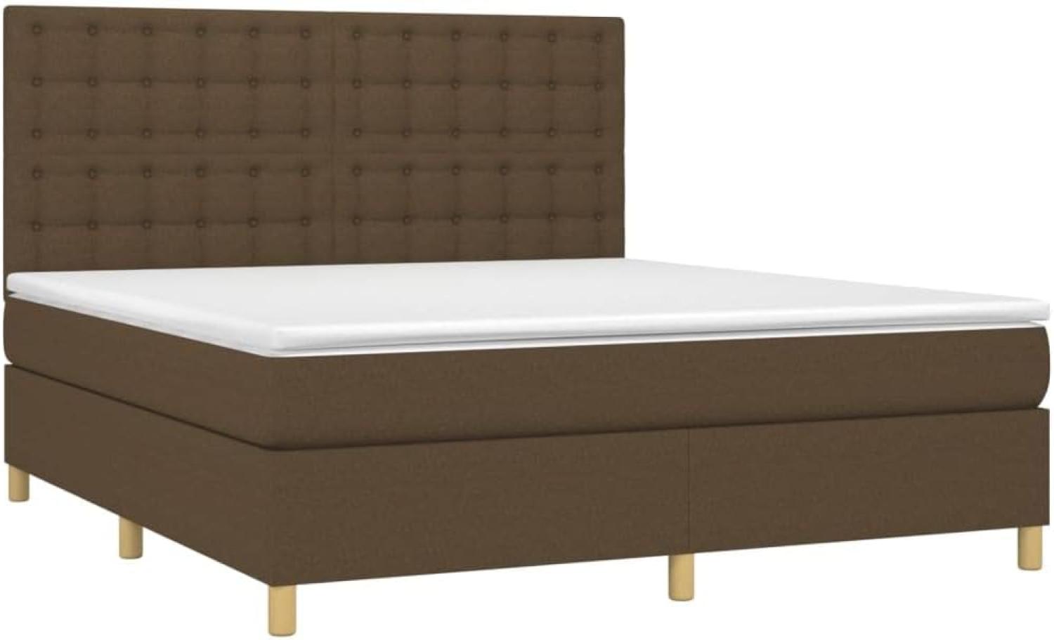 vidaXL Boxspringbett mit Matratze Dunkelbraun 180x200 cm Stoff 3142676 Bild 1