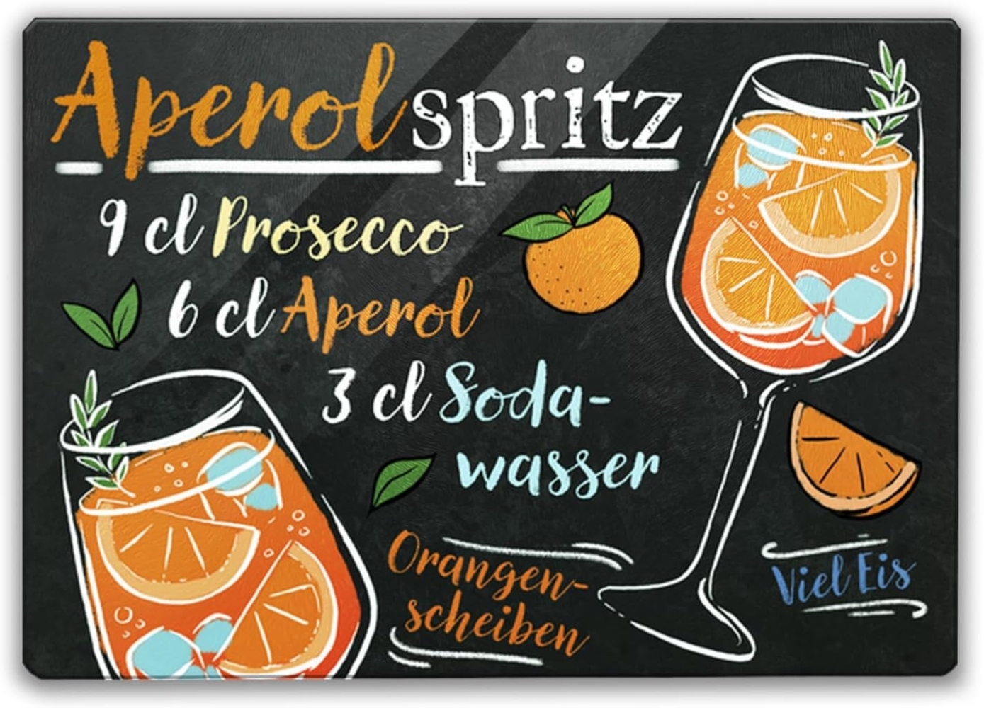 speecheese Schneidebrett Aperol Spritz Cocktail-Rezept Schneidebrett aus Glas Glas Bild 1