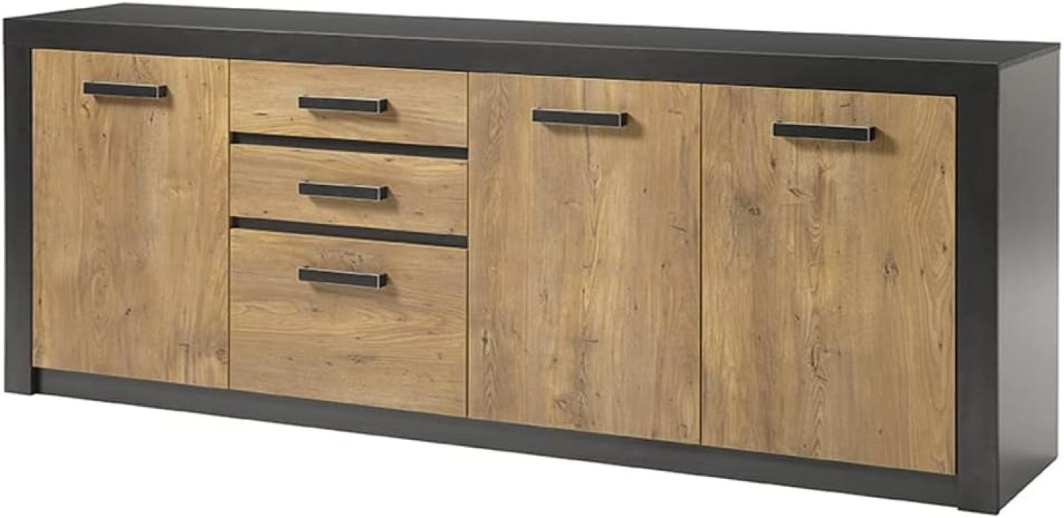 'BRÜGGE' Sideboard Schwarz/ Kastanie Dekor, 198x88x42 cm Bild 1