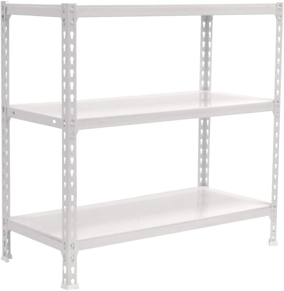 Simon Rack Schwerlastregal, 1000 x 800 x 300 mm, Bis 180 kg Belastbar, 3 Verstellbare Ablagen, Kellerregal, Lagerregal, Weiss - Simonclick Bild 1