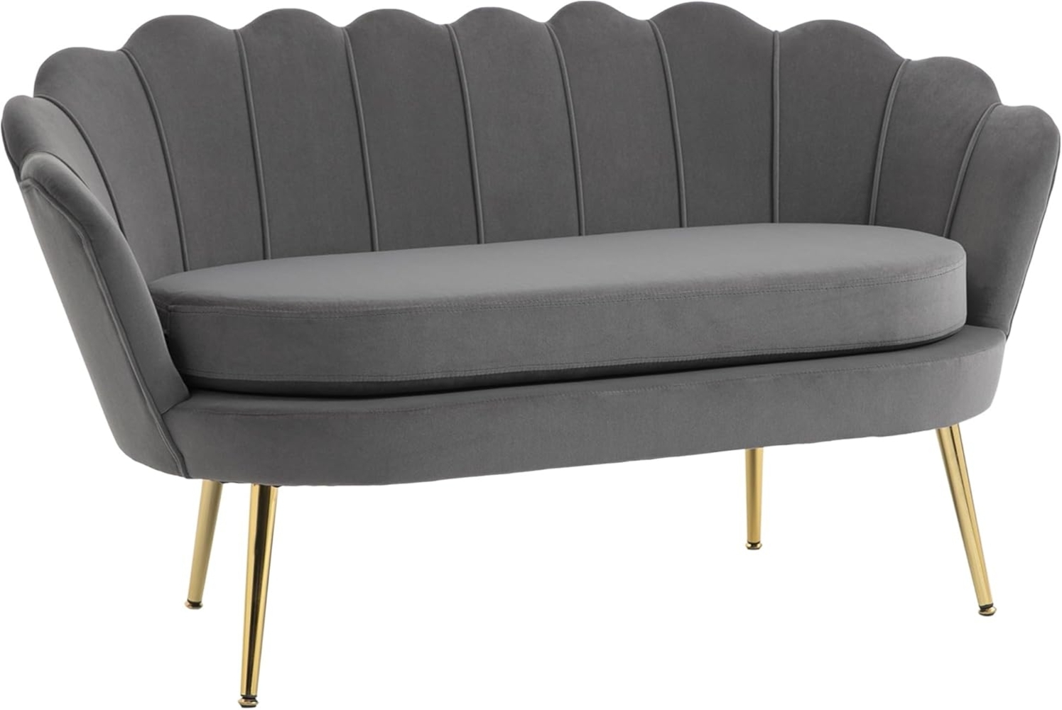 HOMCOM 2-Sitzer Loungesofa mit weichen und großzügigen Kissen, Zweisitzer 1 Teile, 2-Sitzer Stoffsofa, Grau, 133 x 63 x 75 cm Bild 1