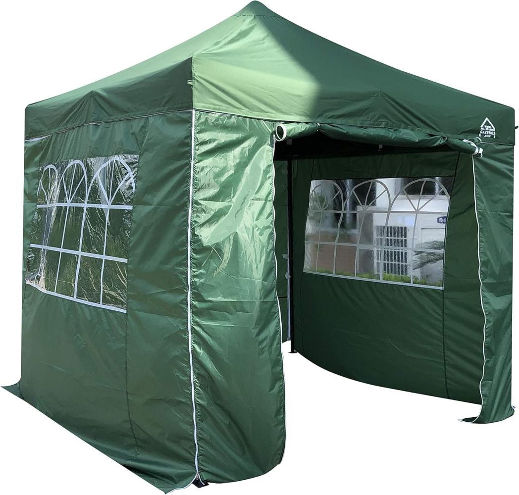 All Seasons Gazebos 2. 5x2. 5m vollständig wasserdichtes Faltpavillon mit 4 Seitenteilen - Grün Bild 1