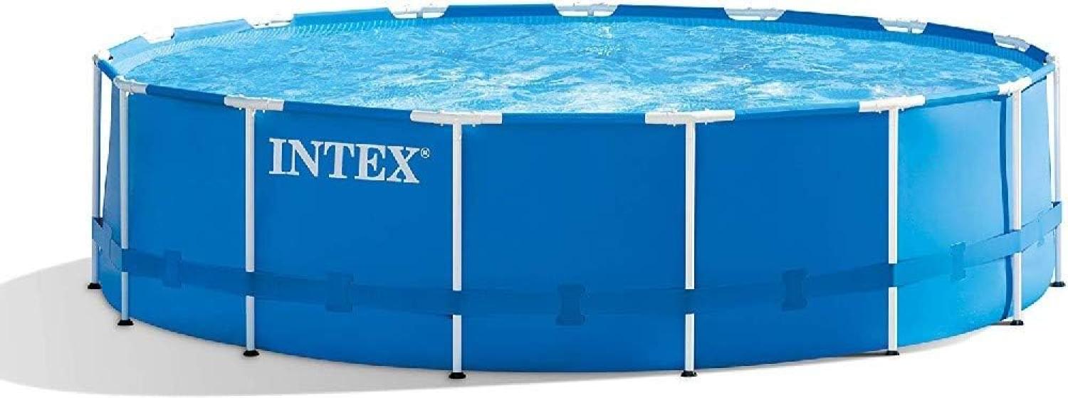 Intex Metal Frame Pool Set - Aufstellpool, Blau, Ø 457 x 122 cm - Zubehör enthalten Bild 1