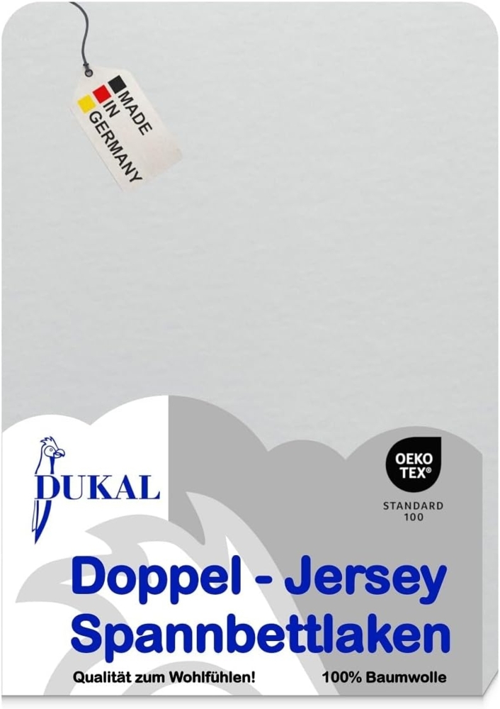 DUKAL Spannbettlaken kochecht, alle Farben waschbar bei 95°C, 100% Baumwolle, Doppel-Jersey, Gummizug: rundum, (1 Stück), 90-100x200 cm, aus hochwertigem Doppel-Jersey, Made in Germany Bild 1