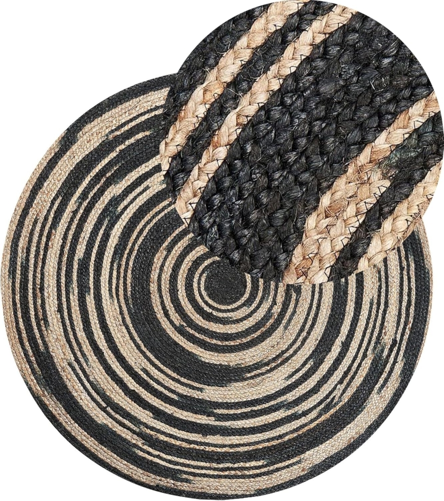 Teppich Jute beige-schwarz ⌀ 140 cm ARTORA Bild 1