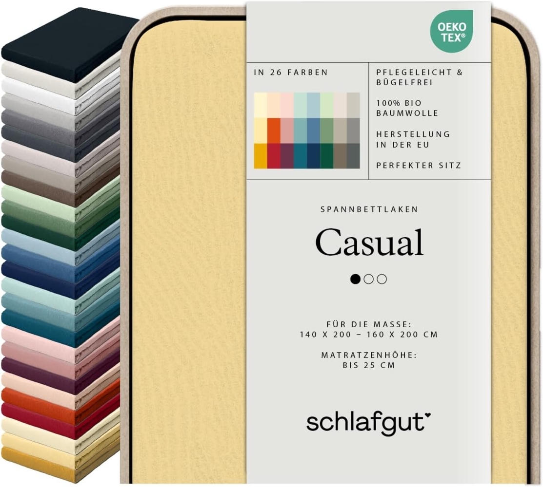 Schlafgut Spannbettlaken CASUAL u.a. in Gr. 90x200, 140x200 oder 180x200 cm, 100% Bio-Baumwolle, Jersey, Gummizug: rundum, (1 Stück), Bettlaken für Matratzen bis 25 cm Höhe, zuverlässig, langlebig, weich Bild 1