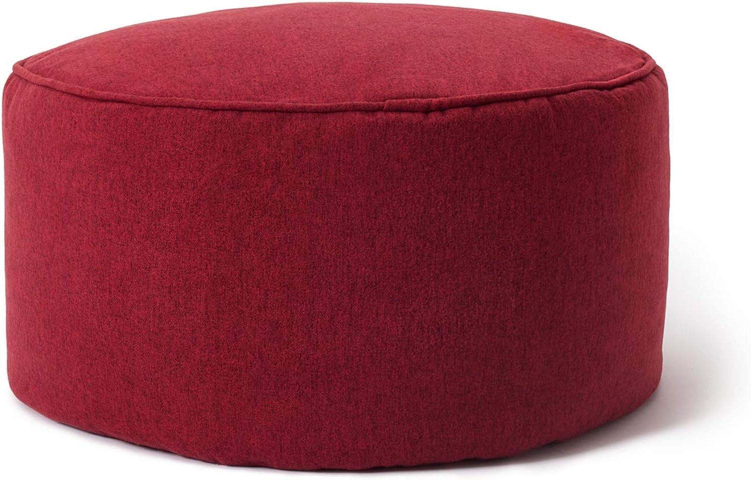 Lumaland Comfort Line Sitzsack-Hocker 25 x 45 cm - Indoor - mit extra starken Nähten, pflegeleicht - Runder Sitzpouf, Bodenkissen Bean Bag Pouf - Rot Bild 1