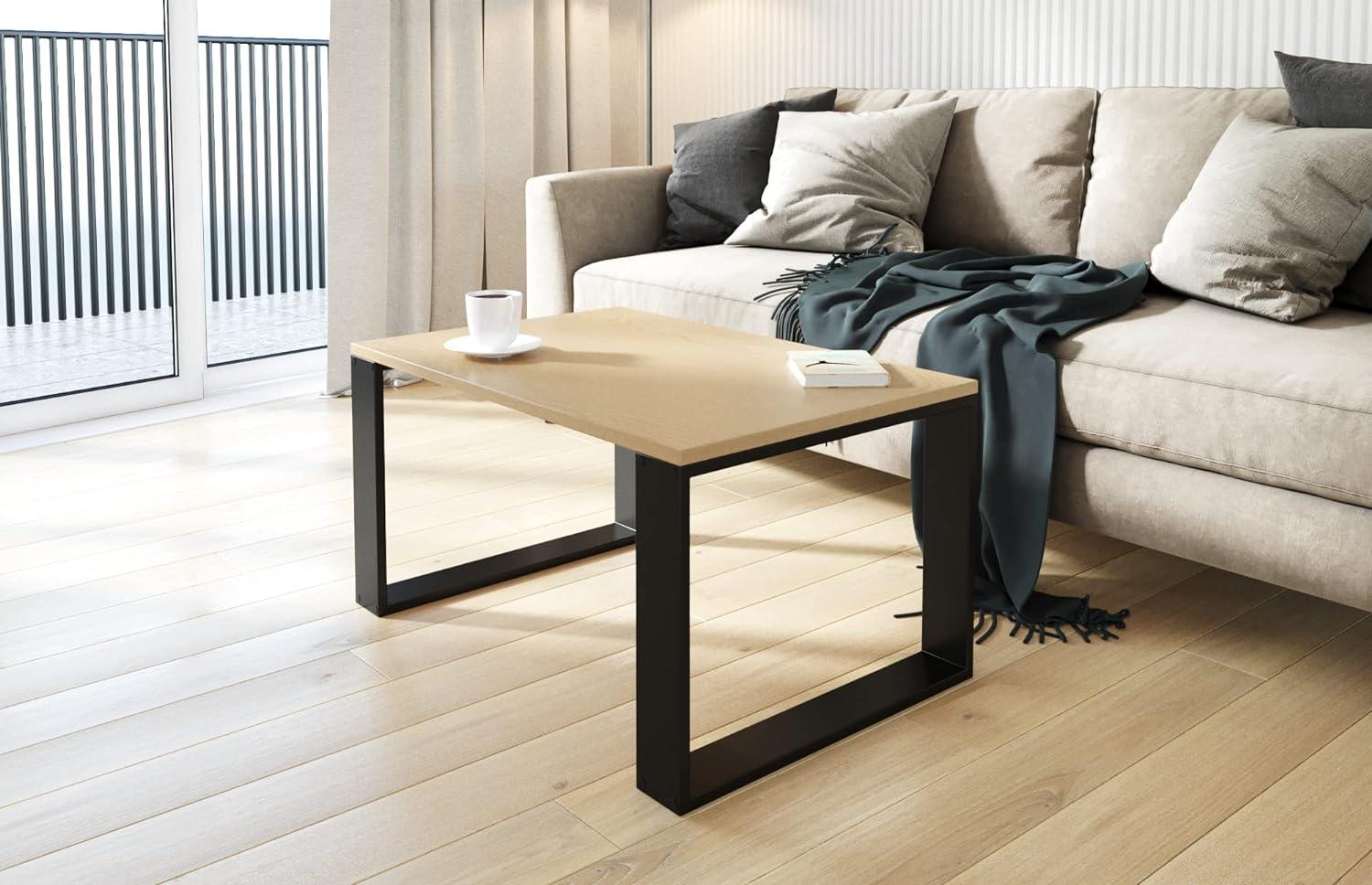 AKKE Außergewöhnlicher Couchtisch Beistelltisch für Wohnzimmer | Kaffee Tee Wohnzimmertisch Tisch | Coffee Table | Zimmer Schlafzimmer Möbel | Deko Modern Eiche Hell 100 x 50 x 55 Bild 1