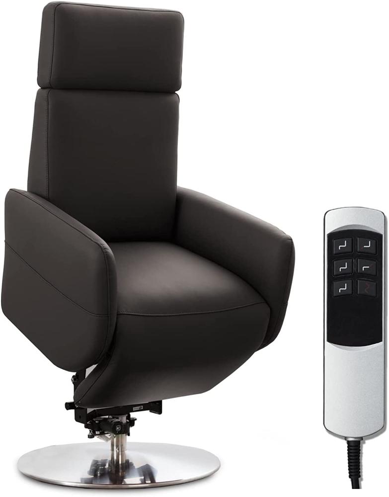 Cavadore TV-Sessel Cobra mit 2 E-Motoren und Aufstehhilfe / Elektrischer Fernsehsessel mit Fernbedienung / Relaxfunktion, Liegefunktion / bis 130 kg / S: 71 x 108 x 82 / Echtleder Mokka Bild 1