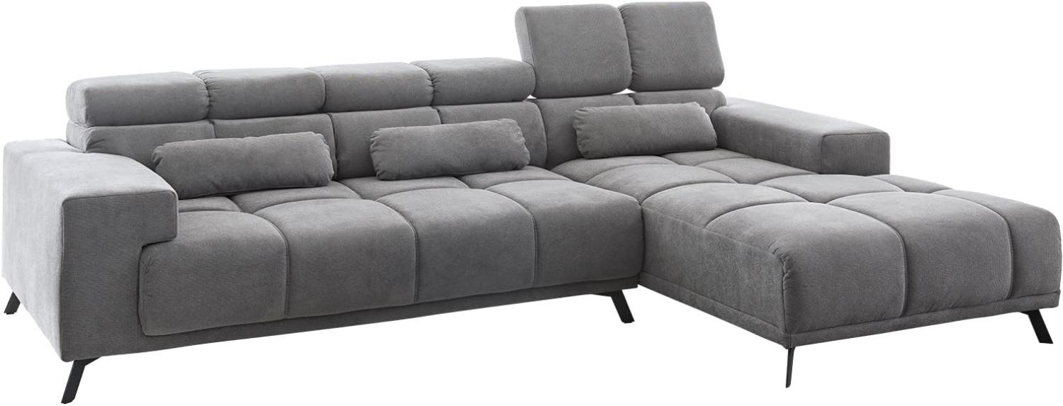 Ecksofa Ordino 285x200 Mikrofaser Grau Ottomane rechts elektrische Sitztiefenverstellung Bild 1