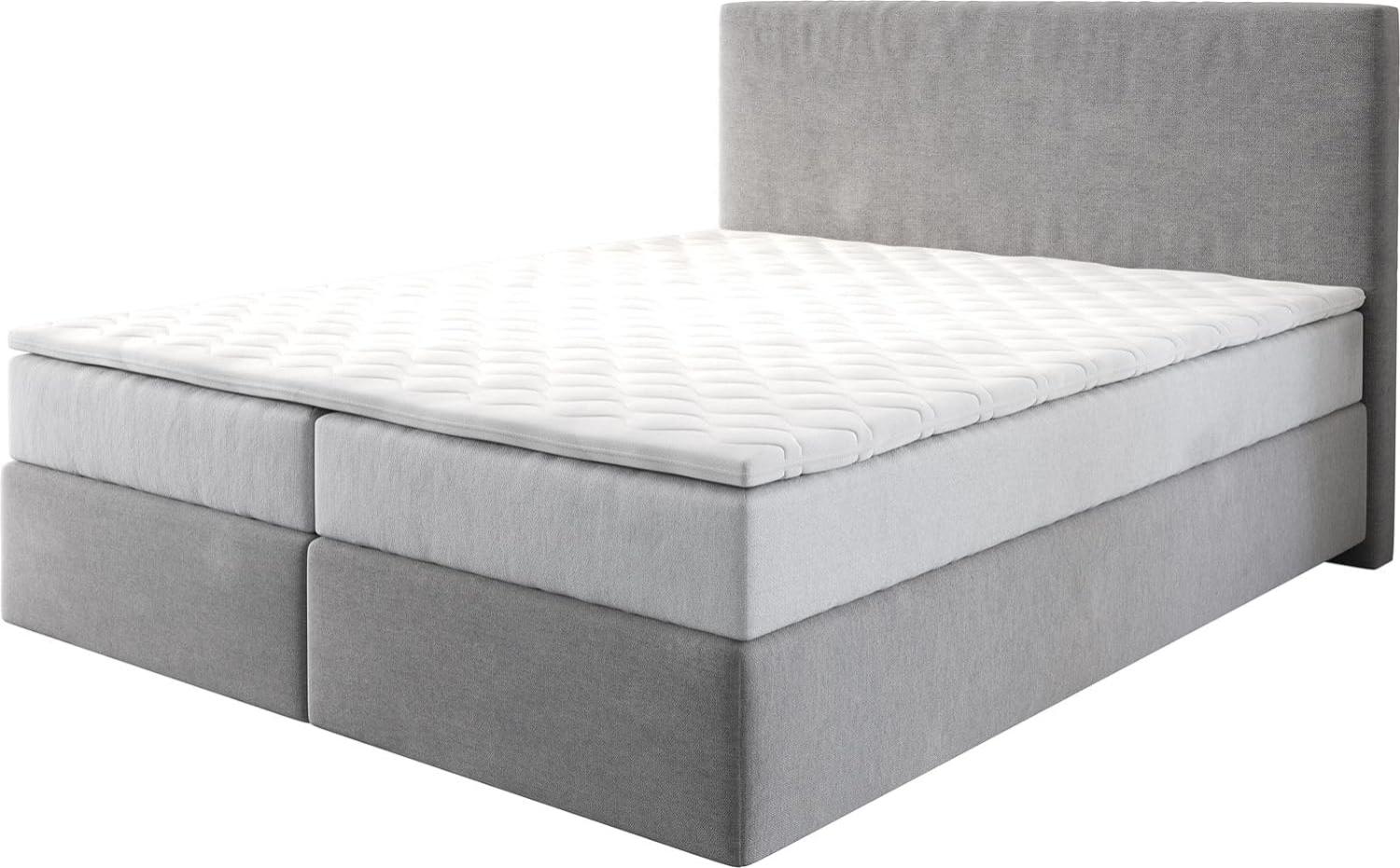 Boxspringbett Dream-Well 160x200 cm Mikrofaser Grau mit TFK Matratze und Visco Topper Bild 1