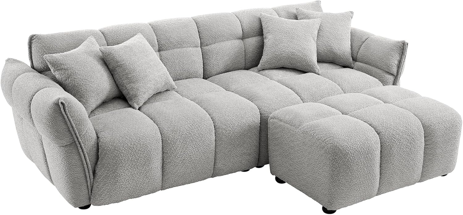 riess-ambiente 3-Sitzer CLOUD 260cm grau · XXL Couch mit Boucléstoff-Bezug und 4 Zierkissen, Einzelartikel 1 Teile, Bigsofa mit Federkern · Nosagunterfederung · Modern Design Bild 1