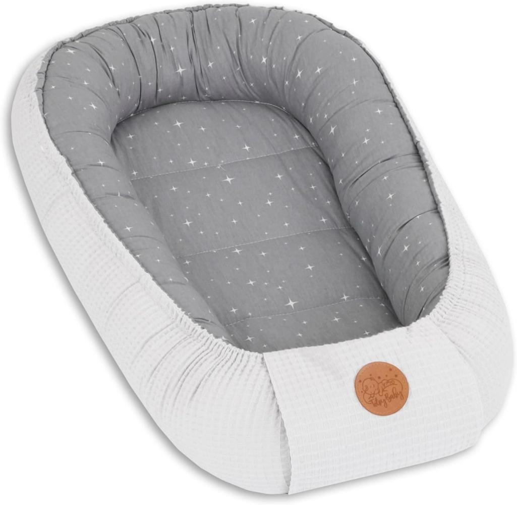 Babynest Neugeborene Nestchen Baby 90x50 cm - Kokon Handmade zweiseitig aus Baumwolle Waffel mit Babynestchen Galaxie Bild 1