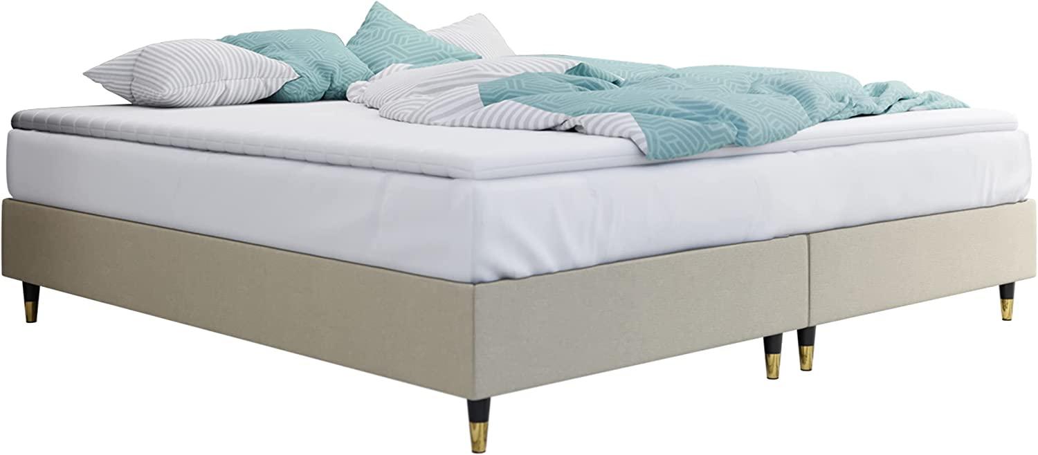 Boxspringbett Sauro Gold für Wandpaneel, Beige, 180 x 200 cm Bild 1