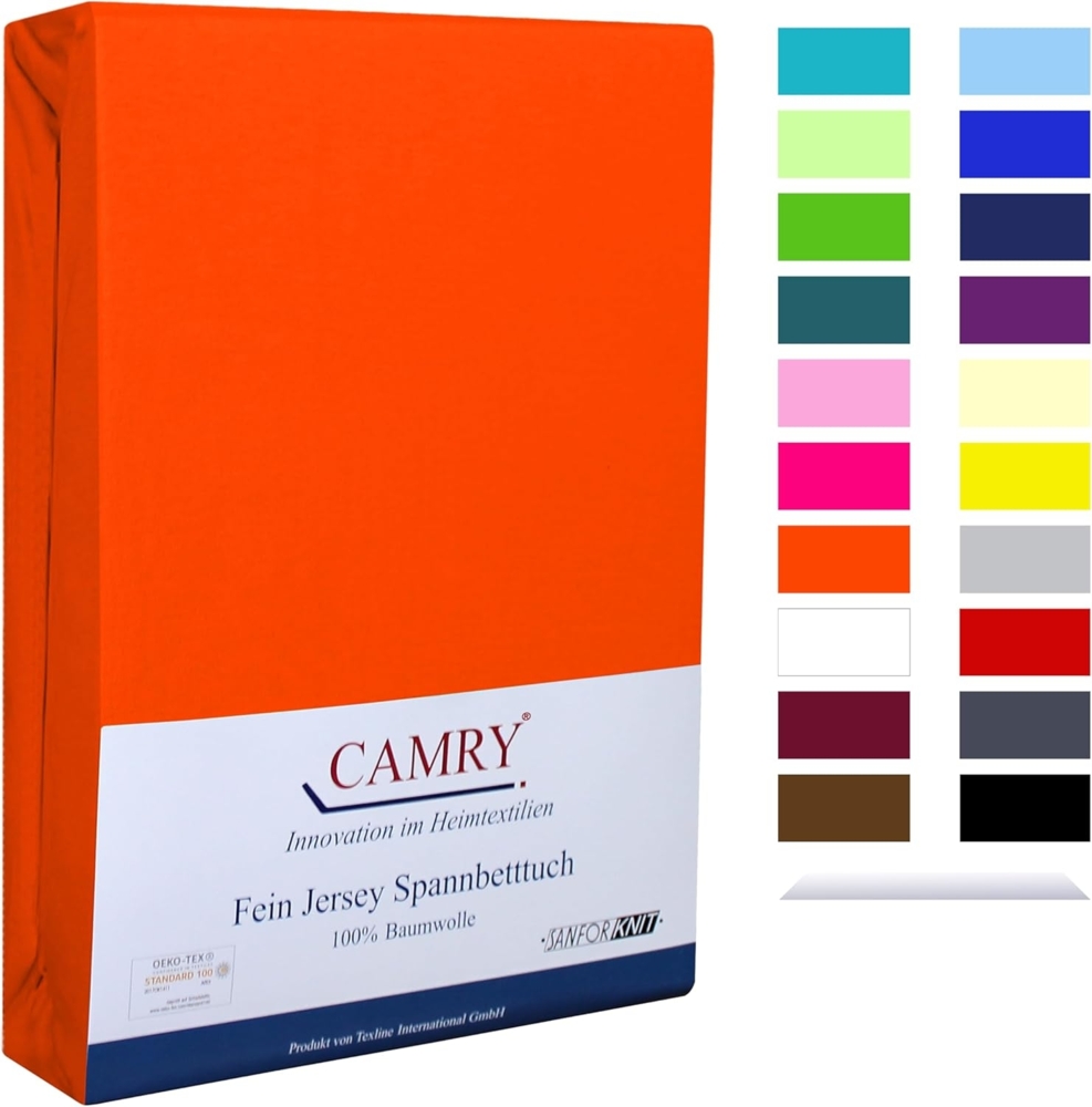 Camry Spannbettlaken CLASSIC, Jersey Baumwolle, Gummizug: rundum, viele Farben, alle Matratzenhöhen, Bettlaken, Spannbetttuch Bild 1