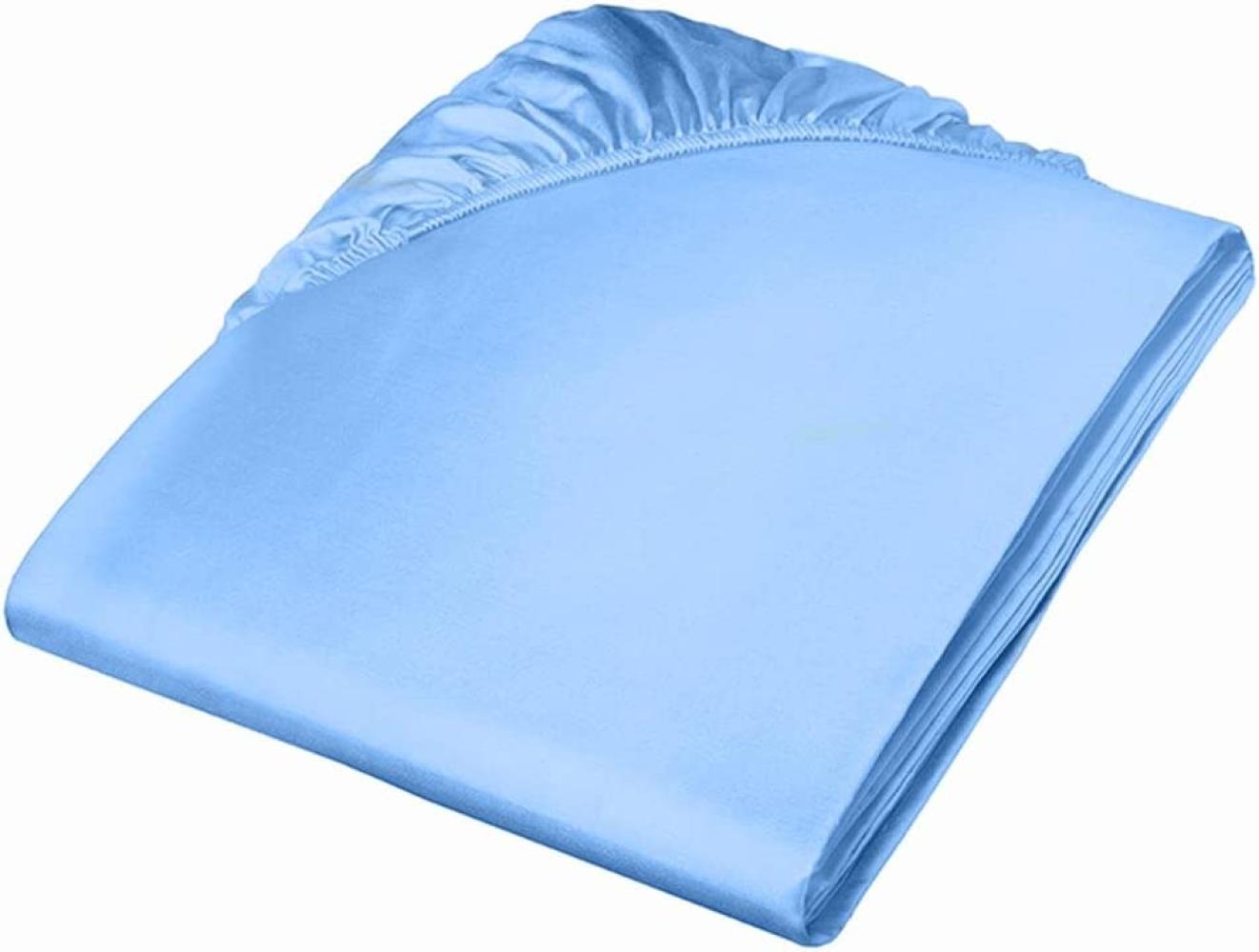 Fleuresse Mako-Satin-Spannlaken colours mittelblau 6031 160x200 Bild 1