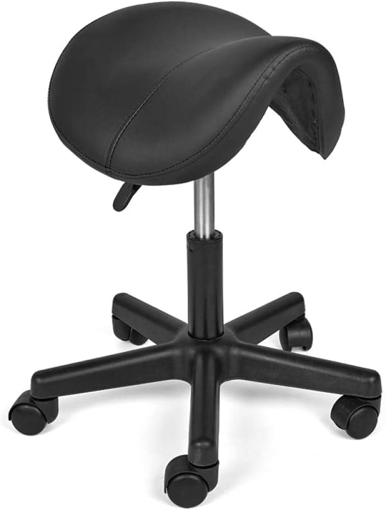 Mingone Sattelhocker Drehhocker Sattelstuhl Höhenverstellbar Bürohocker Ergonomischer Praxishocker mit Rollen 360 ° Drehung ，Schwarz Bild 1