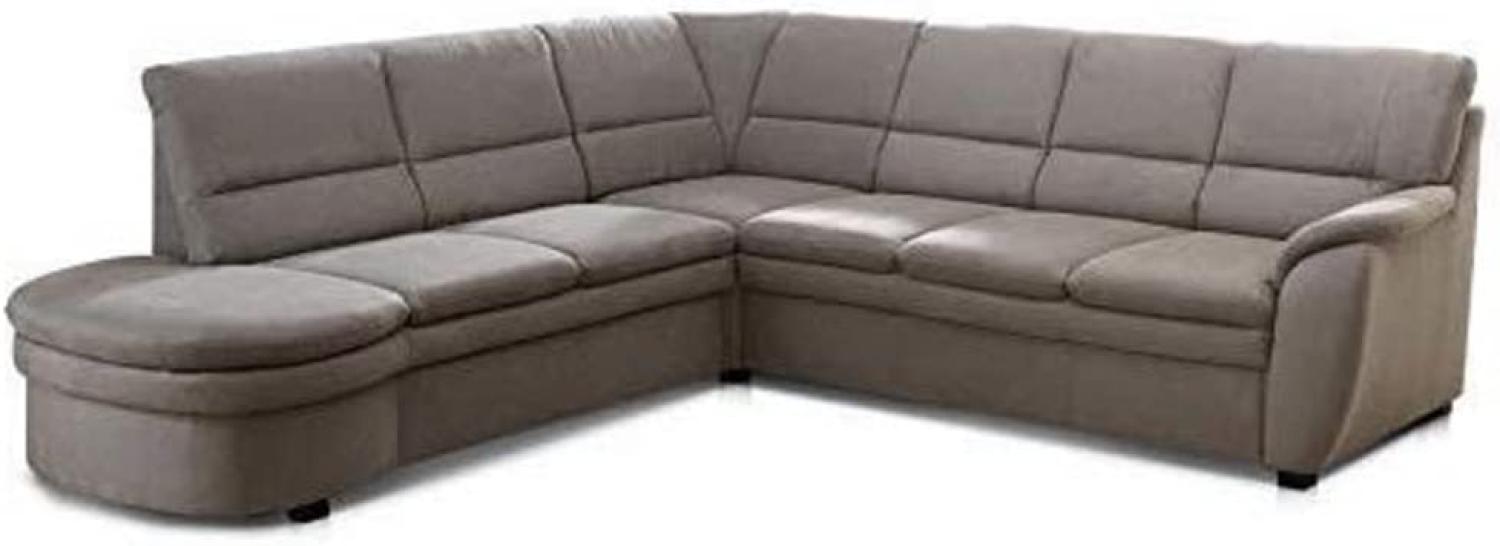 Cavadore Ecksofa Gingle mit Bettfunktion, Mikrofaser-Bezug in Wildlederoptik, Grau, Ottomane links, 260 x 89 x 240 cm Bild 1