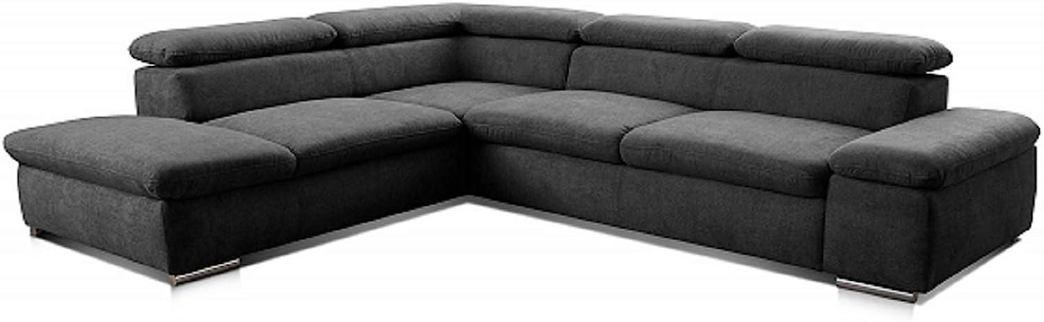 Cavadore Ecksofa Alkatraz / Großes Eck-Schlafsofa mit Ottomanen links und verstellbaren Kopfstützen/ Modernes Design / 274 x 66 x 228 cm / Schwarz Bild 1