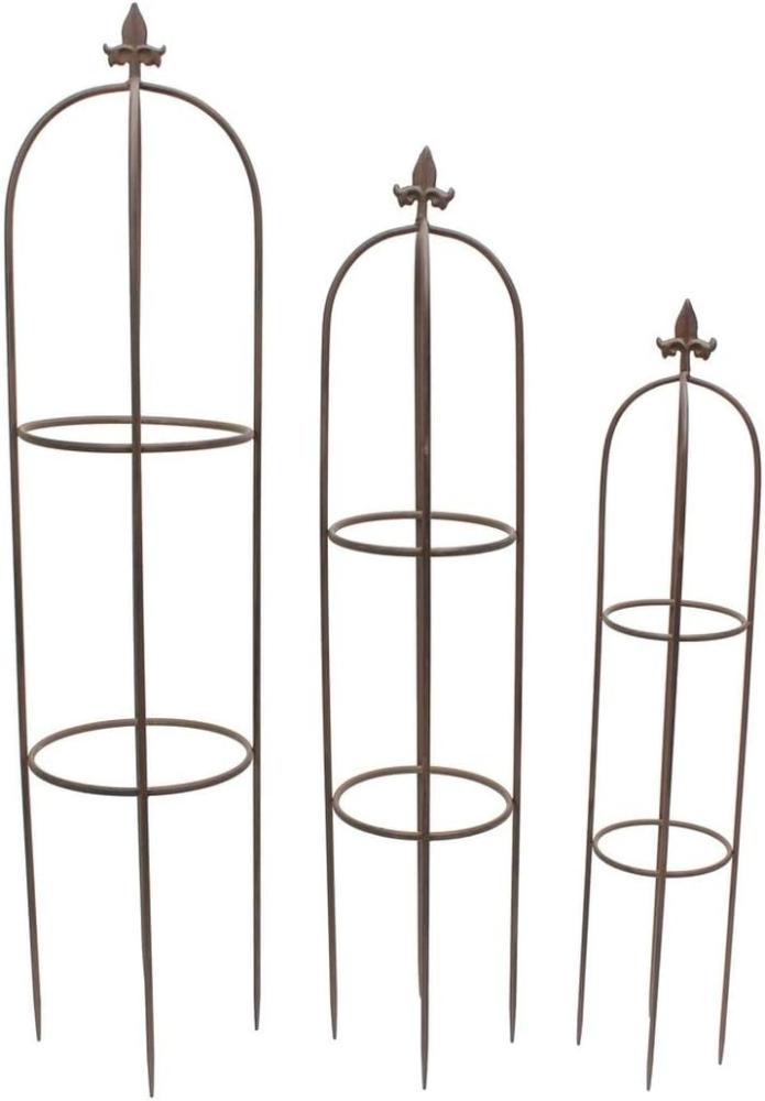 3x Rankhilfe "Schwertlilie" aus Metall, schwarz, Garten Ranksäule, Obelisk, Rosenspalier, Rankgitter für Kletterpflanzen Bild 1