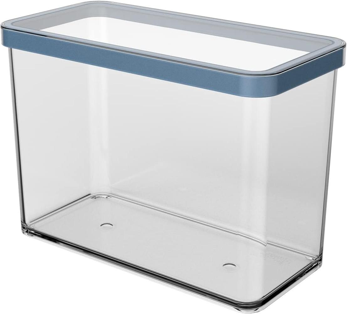 Rotho Loft rechteckige Vorratsdose 2.1l mit Deckel und Dichtung, lebensmittelechter Kunststoff (PP) BPA-frei, transparent/blau, 2.1l (20.0 x 10.0 x 14.2 cm) Bild 1