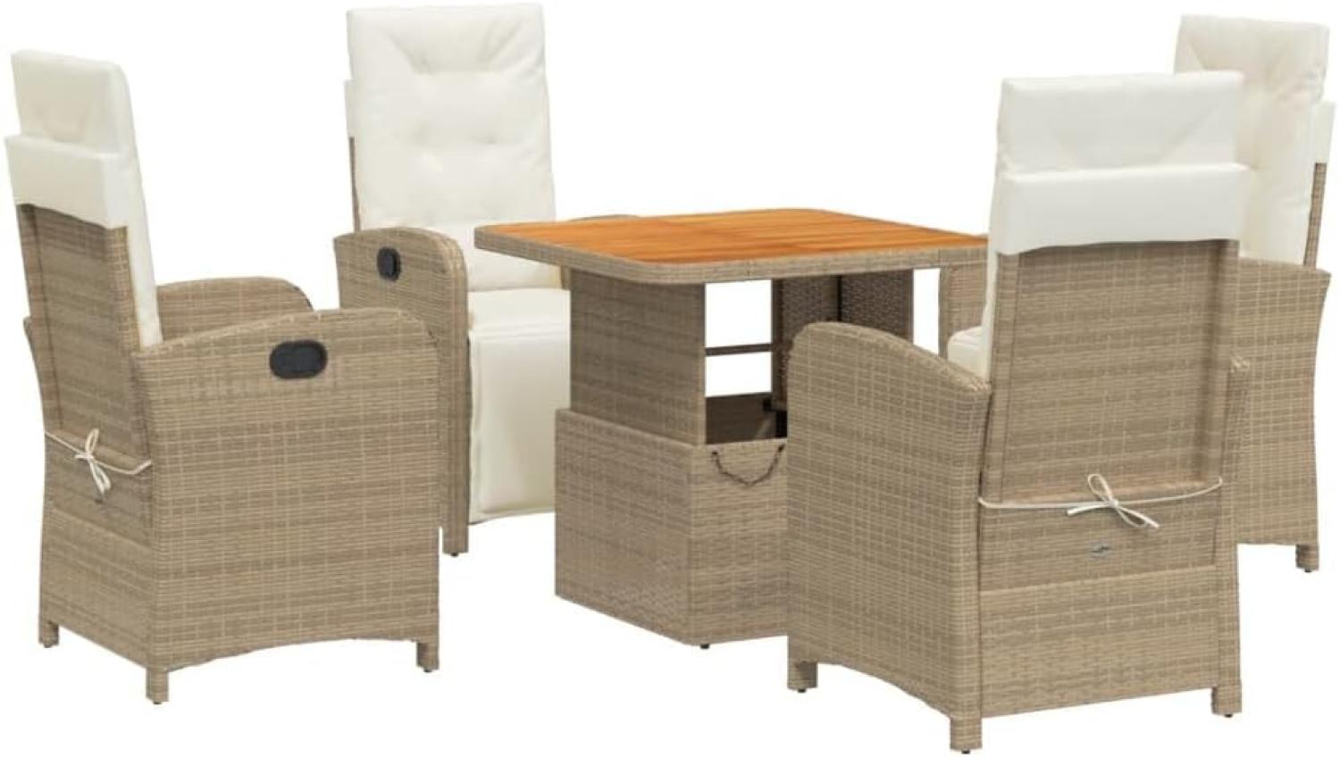 5-tlg. Garten-Essgruppe mit Kissen Beige Poly Rattan 3277352 Bild 1