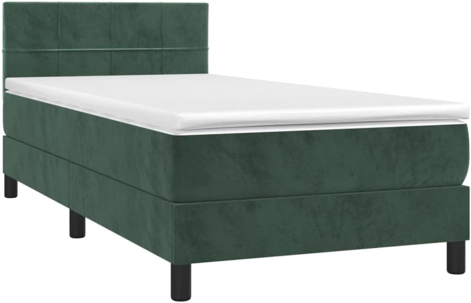 vidaXL Boxspringbett mit Matratze Dunkelgrün 90x190 cm Samt 3141278 Bild 1