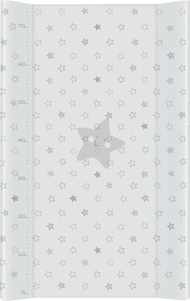 Ceba Baby Wickelauflage Wickelunterlage Wickeltischauflage 2 Keil Feste 80x50 cm Abwaschbar für Mädchen und Junge - Graue Sterne 80x50 cm Bild 1