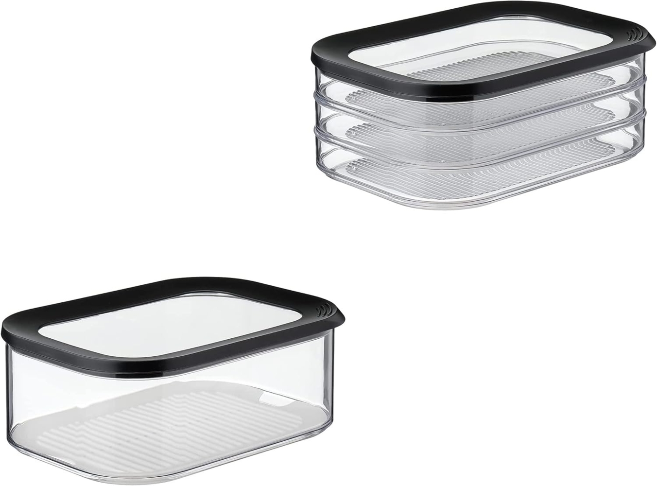 Mepal | Frischhaltedosen Set | Modula Meat and Cheese | ideal für Fleisch und Käse | transparentes Sichtfenster | stapelbar und platzsparend | Spülmaschinengeeignet & BPA frei | Nordic Black Bild 1