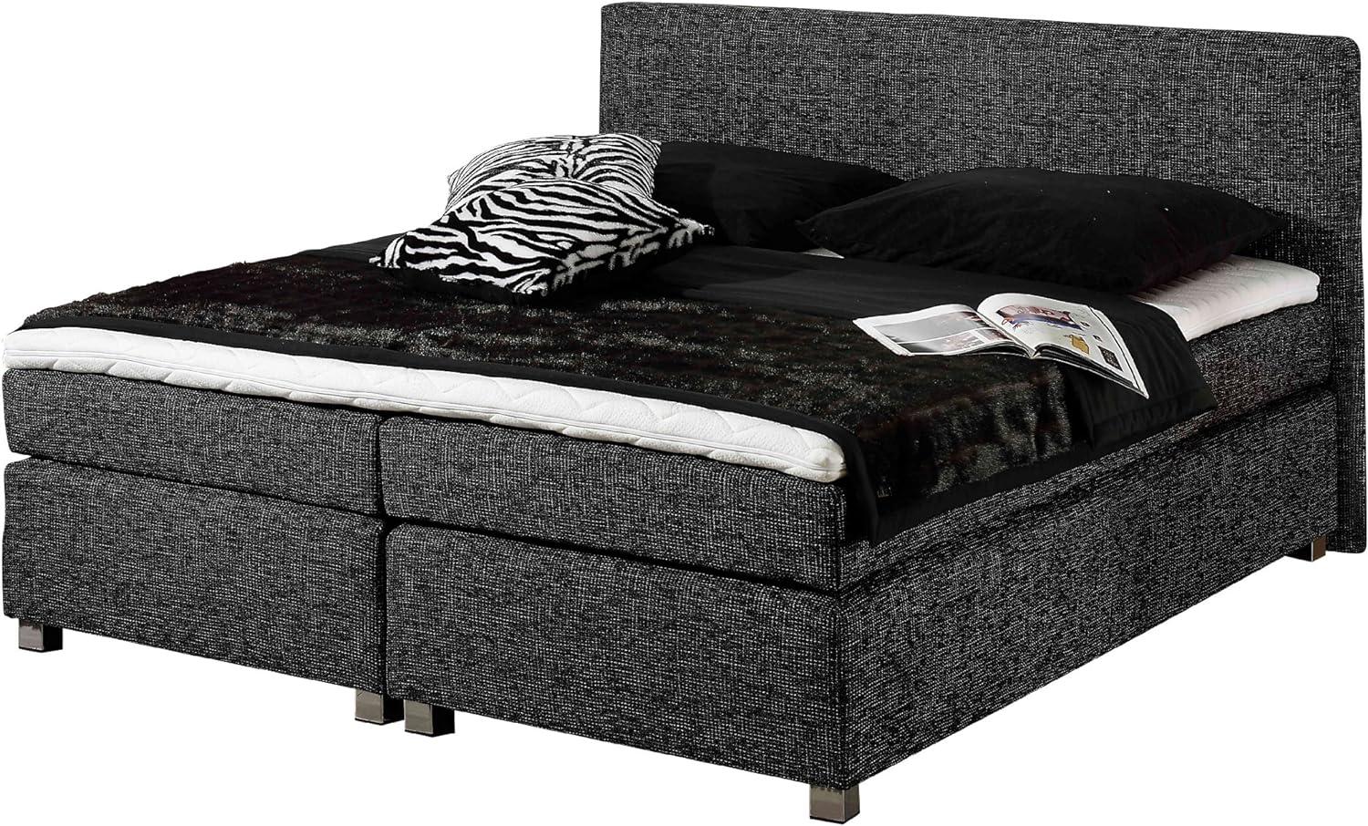 Maintal Boxspringbett Howard, 100 x 200 cm, Strukturstoff, 7-Zonen-Kaltschaum Matratze H3, anthrazit Bild 1