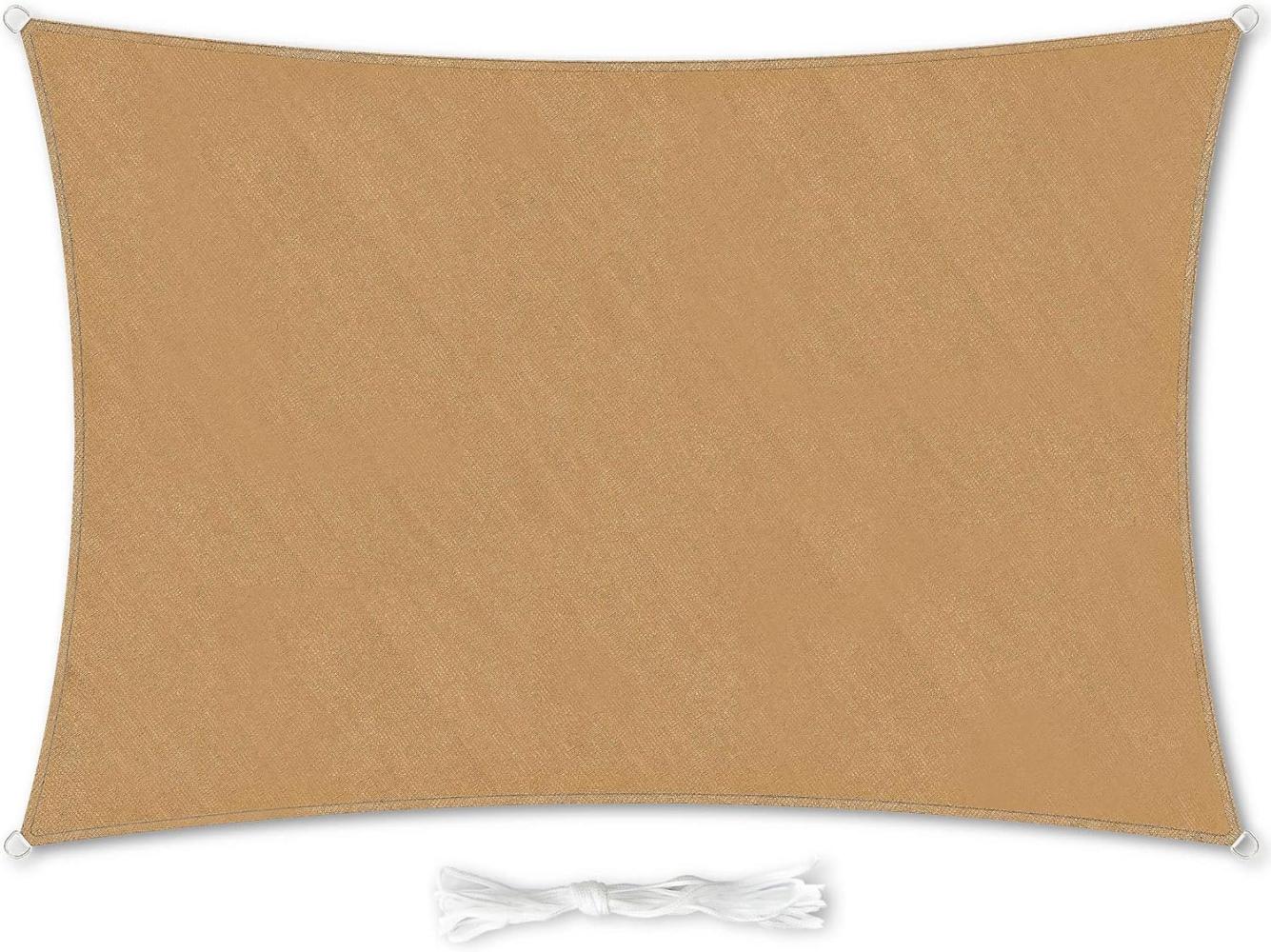 rechteckiges Sonnensegel 5x7 m Polyester luftdurchlässig Sand Bild 1