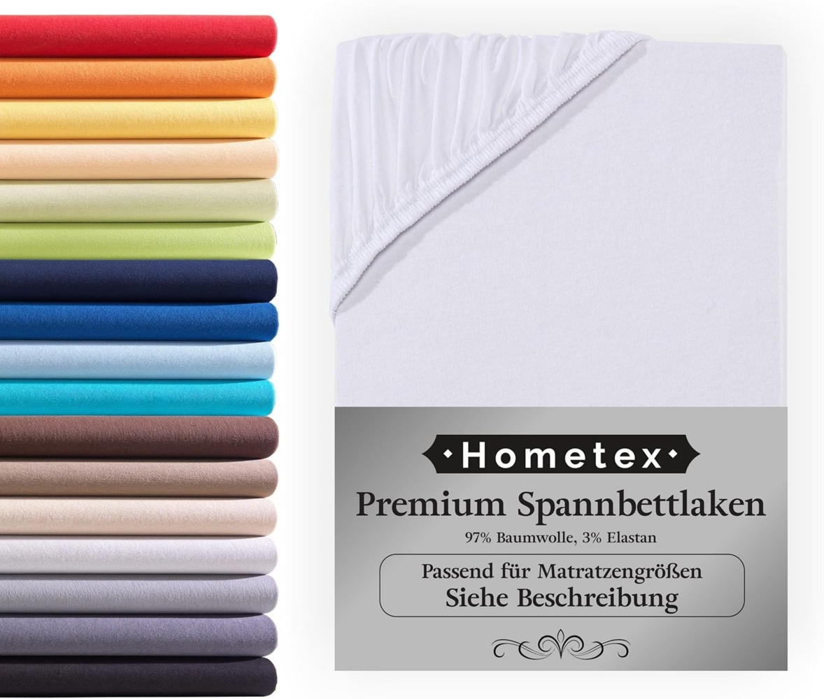 Hometex Premium Textiles Spannbettlaken Premium Boxspringbett Spannbetttuch ideal für Wasserbett und Matratzen, Jersey, Gummizug: Rundumgummizug, Spannbettlaken Premium Qualität 190 g/m², Gekämmte Baumwolle Bild 1