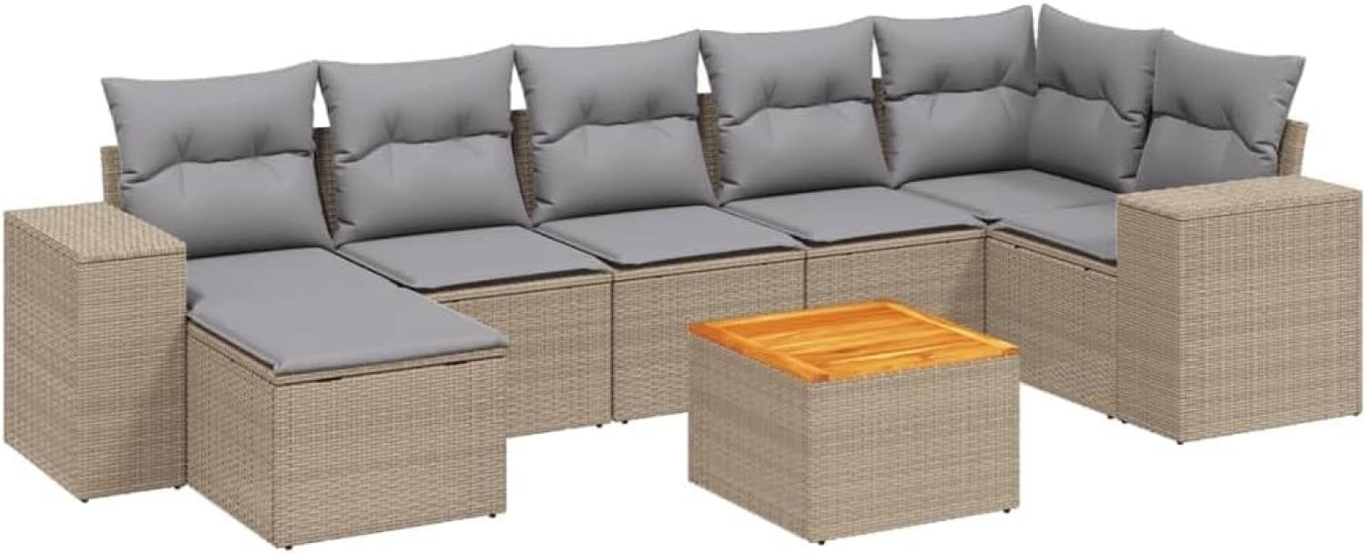 vidaXL 8-tlg. Garten-Sofagarnitur mit Kissen Beige Poly Rattan 3257886 Bild 1