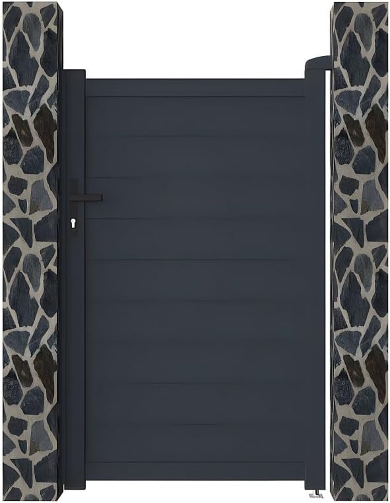 Vente-unique - Gartentor Flügeltor - 103 x 166 cm - voll - Aluminium - Anthrazit - NAZARIO Bild 1