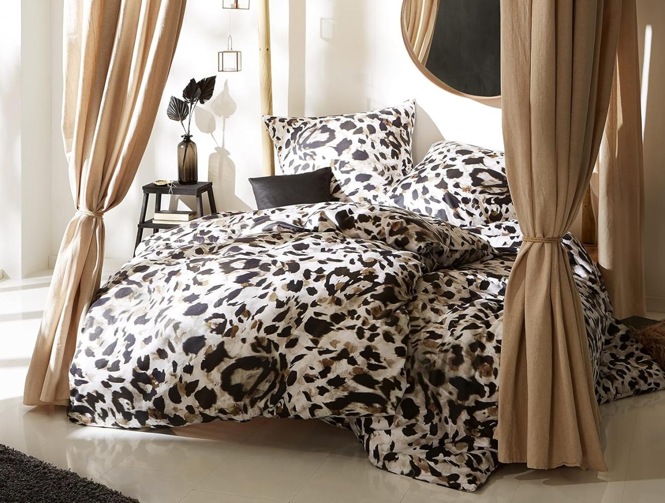 Mako Satin Bettwäsche Leopard weiß Kissenbezug 40x40 Bild 1