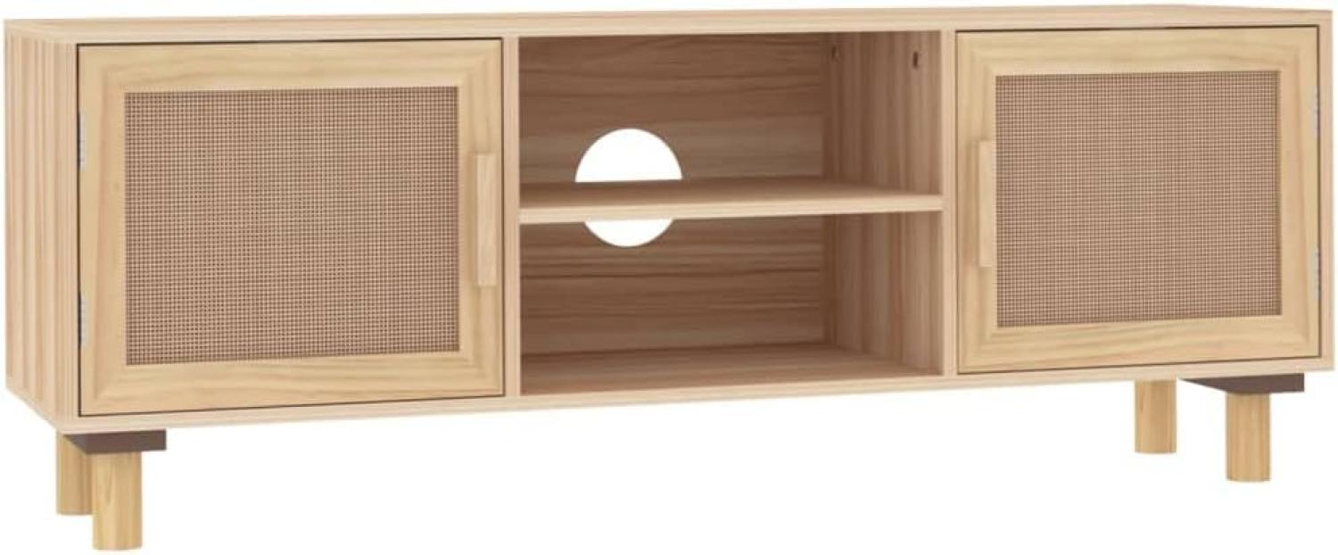 vidaXL TV-Schrank Braun 105x30x40 cm Massivholz Kiefer Natur-Rattan 345617 Bild 1