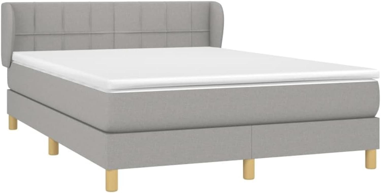 Doppelbett, Polsterbett mit Matratze Stoff Hellgrau 140x200 cm Bild 1