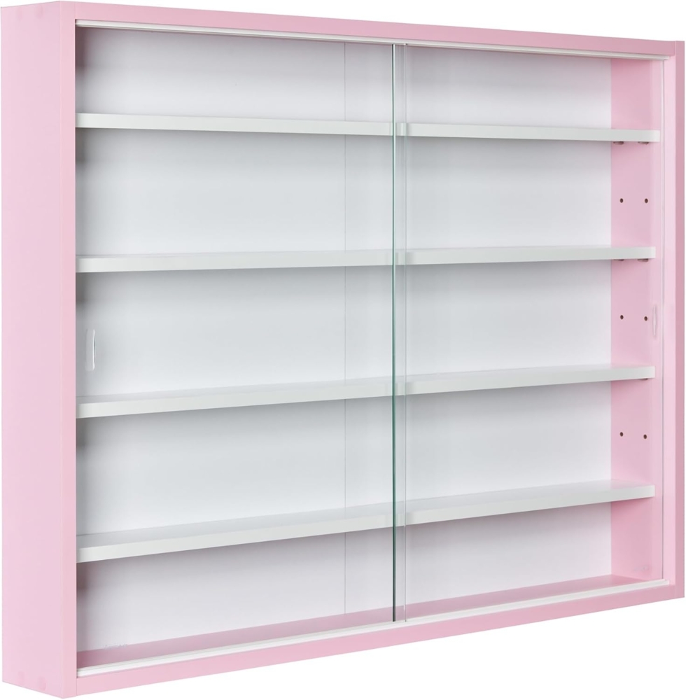 Inter Link - Sammlervitrine - Hängevitrine - Wandregal - Glasvitrine - Wandvitrine - Hängeregal - Schaukasten - MDF - Pink (80 x 60 x 9.5 cm) Pinkruby Bild 1