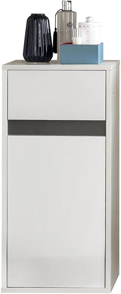 trendteam smart living Badezimmer Hängeschrank Wandschrank Badkommode Sol, 35 x 73 x 31 cm in Korpus Weiß, Front Weiß Hochglanz mit viel Stauraum Bild 1