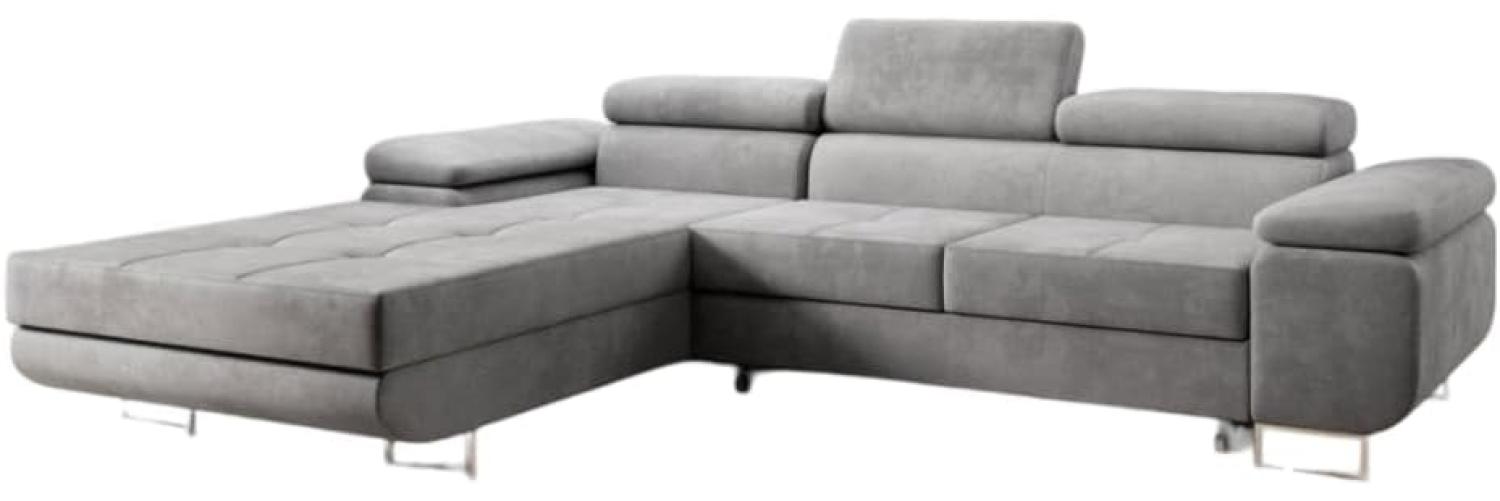 Designer Sofa Calvera mit Schlaf- und Klappfunktion (Samt) Hellgrau Links Bild 1