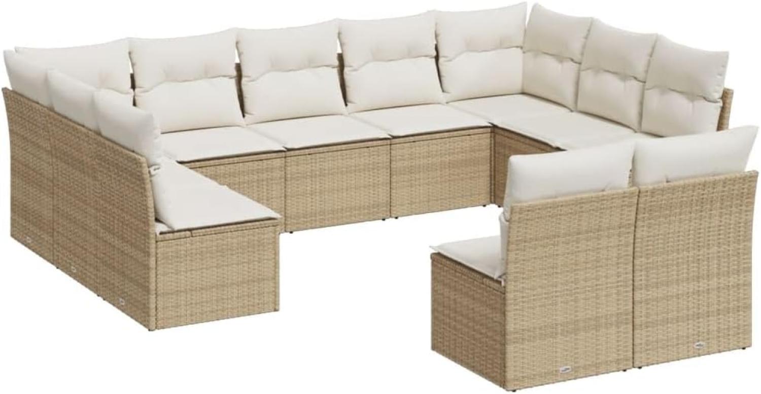 11-tlg. Garten-Sofagarnitur mit Kissen Beige Poly Rattan 3218348 Bild 1