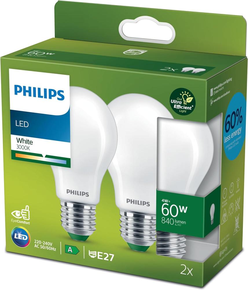 Philips Classic LED-A-Label Lampe 60W E27 Warmweiß matt 2er P- Bild 1