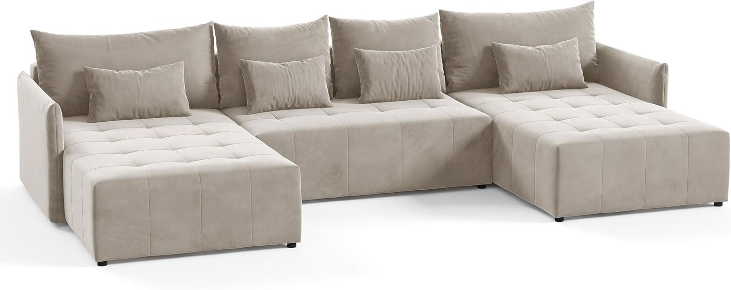 Sofnet Wohnlandschaft Leno U, mit Schlaffunktion und Bettkasten, Ecksofa, U-Form Couch, Schlafsofa mit Wellenfeder Bild 1