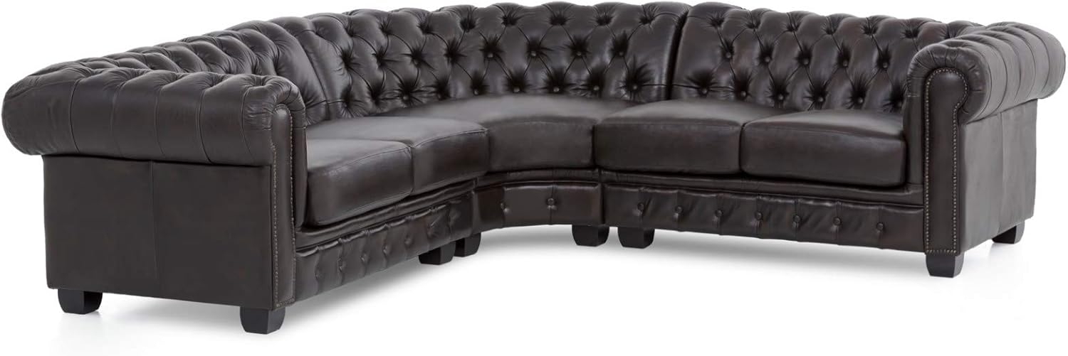 Ecksofa Chesterfield Echtleder braun Bild 1