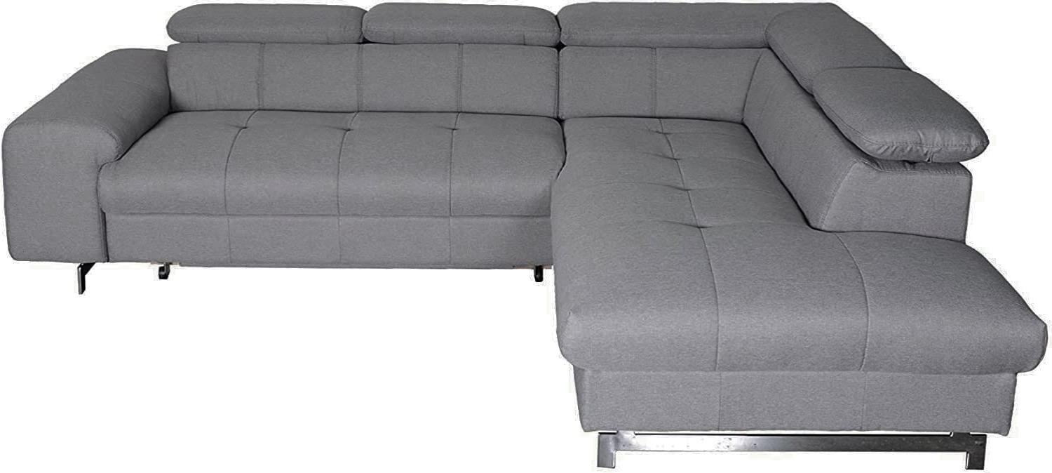 Mivano Ecksofa Chef / L-Sofa mit Schlaffunktion, Bettkasten und verstellbaren Kopfstützen / 262 x 72 x 206 / Strukturstoff Grau Bild 1