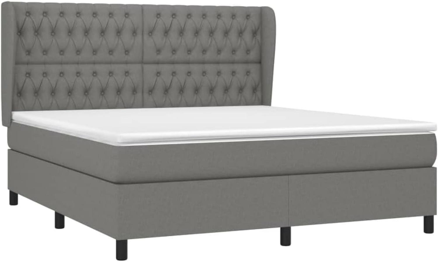 vidaXL Boxspringbett mit Matratze Dunkelgrau 180x200 cm Stoff, Härtegrad: H2 [3128222] Bild 1