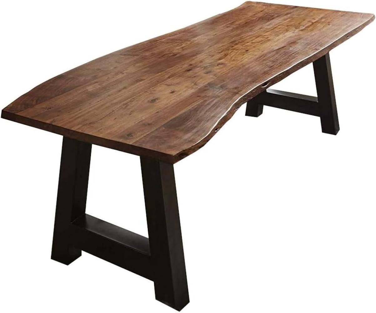 SAM Esszimmertisch 240x100 cm Athen, Baumkantentisch nussbaumfarben, Akazienholz massiv, A-Gestell aus Metall schwarz Bild 1