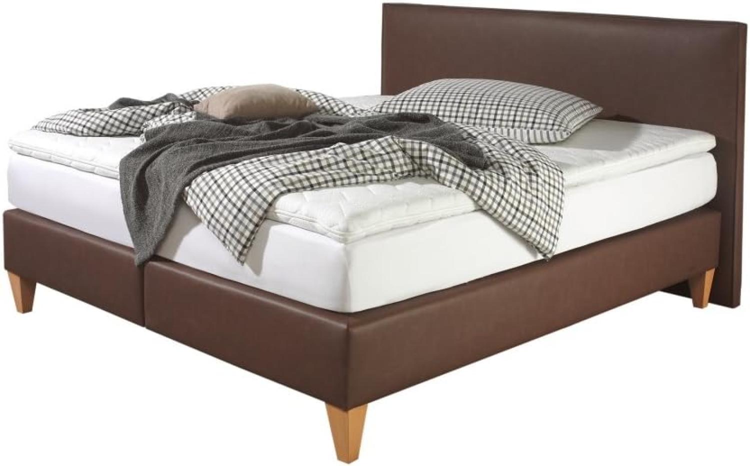 Maintal Boxspringbett Luxor, 180 x 200 cm, Kunstleder, Tonnentaschenfederkern Matratze h3, Braun Bild 1